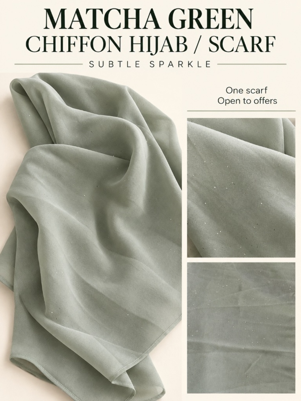 Matcha Green Sparkly Chiffon Hijab